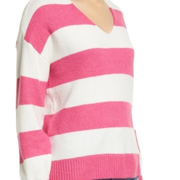 VINCE Camuto Striped V-neck Sweater - Picture 7 of 7